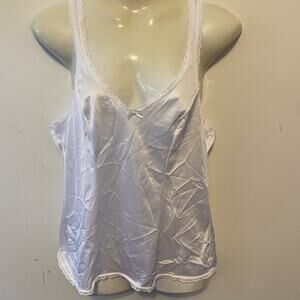 Vintage Vanity Fair White Satin Lace Trim Silky Camisole Cami Sleep Slip Tank 34